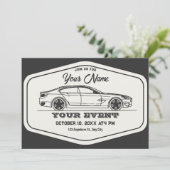 Vintages Retroauto Einladung (Stehend Vorderseite)