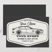 Vintages Retroauto Einladung (Vorne/Hinten)