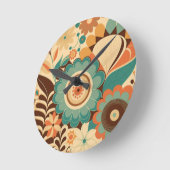 Vintages Retrodesign florbraunes Beizgrün Runde Wanduhr (Winkel)