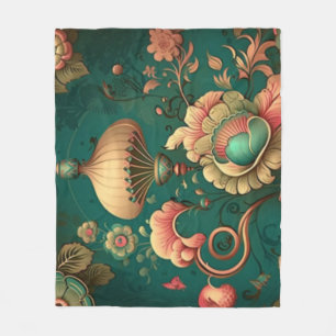Vintages Retrodesign florgrün Fleecedecke