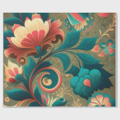 Vintages Retrodesign florgrün Geschenkpapier (Flach)