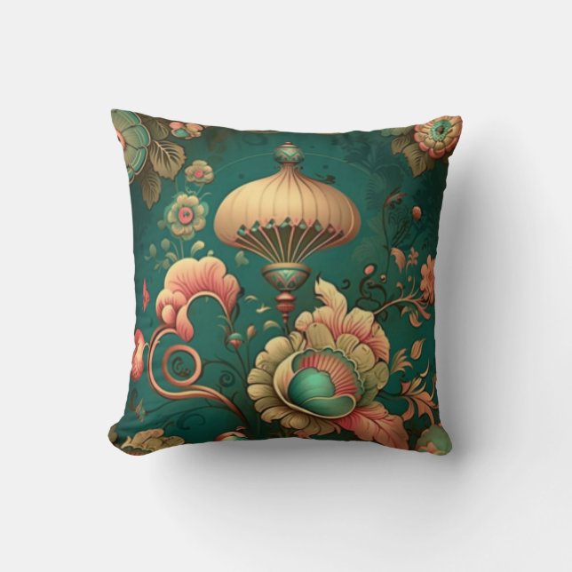 Vintages Retrodesign florgrün Kissen (Vorderseite)