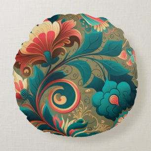 Vintages Retrodesign florgrün Rundes Kissen