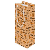 Vintages Retroflugmuster Geschenktüte Für Weinflaschen (Rückseite Schrägansicht)