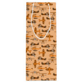 Vintages Retroflugmuster Geschenktüte Für Weinflaschen (Rückseite)