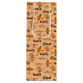 Vintages Retroflugmuster Geschenktüte Für Weinflaschen (Vorderseite)