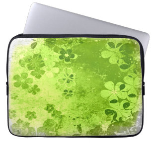 Vintages Retrogrün Limones Blumenmuster Laptopschutzhülle