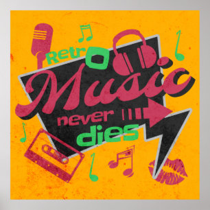 Vintages Retromusikposter Poster