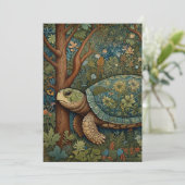 Vintages Retroschildkrötenwald Einladung (Stehend Vorderseite)