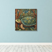 Vintages Retroschildkrötenwald Leinwanddruck (Insitu (Holzboden))