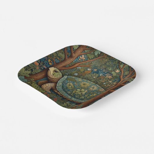 Vintages Retroschildkrötenwald Pappteller (Gewinkelt)