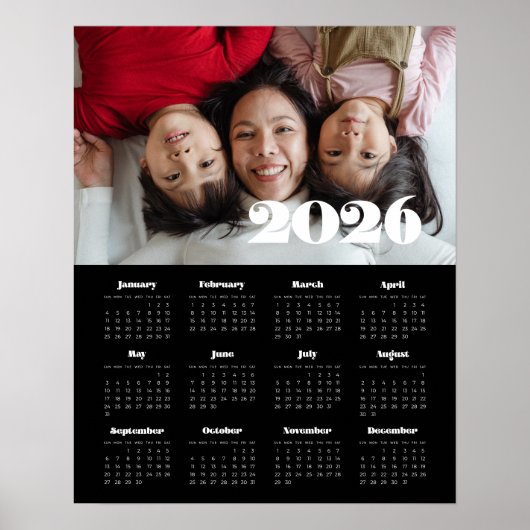 Vintages Retroskript 2025 Schwarzes Foto Poster (Vorne)