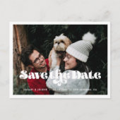 Vintages Retroskript Save the Date Foto Ankündigungspostkarte (Vorderseite)
