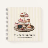 Vintages Rezept Kochbuch Organizer Retro Dessert Notizblock (Vorderseite)