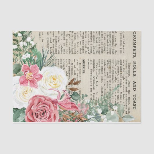 Vintages Rezept Seidenpapier (Vorderseite)