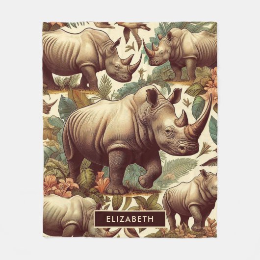 Vintages Rhino Nahtlos Fleecedecke (Vorderseite)