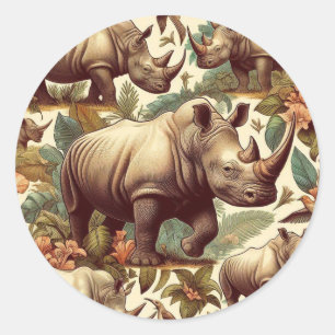 Vintages Rhino Nahtlos Runder Aufkleber