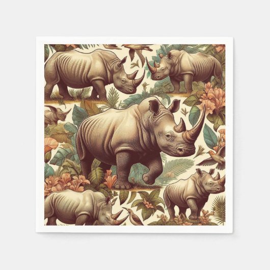 Vintages Rhino Nahtlos Serviette (Vorderseite)