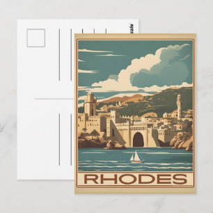 Vintages Rhodos Griechenland - Rhodos Island Griec Postkarte