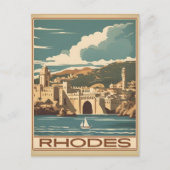 Vintages Rhodos Griechenland - Rhodos Island Griec Postkarte (Vorderseite)