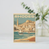 Vintages Rhodos Griechenland - Rhodos Island Griec Postkarte (Stehend Vorderseite)