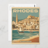 Vintages Rhodos Griechenland - Rhodos Island Griec Postkarte (Vorne/Hinten)