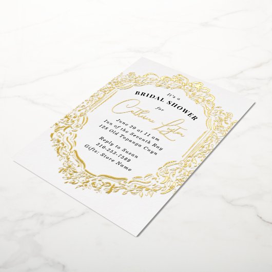 Vintages Ribbon-Gold-Brautparty Folieneinladung (Gedreht)