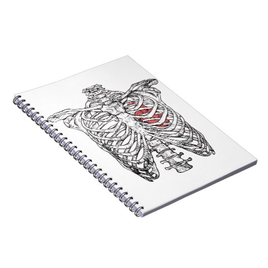 Vintages Ribcage & Herzanatomie Halloween Notizblock (Rechte Seite)