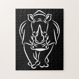 Vintages riesiges Rhino Brilliant Tiergeschenk Puzzle