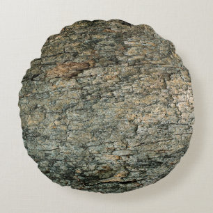 Vintages Rindenholz-Hintergrundabstract, grafische Rundes Kissen