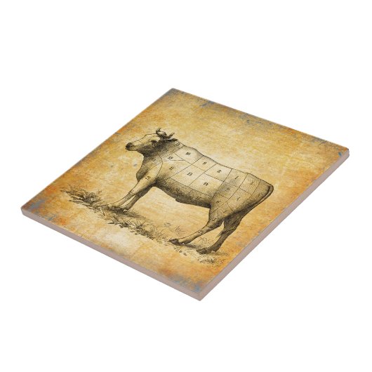 Vintages Rindfleischdiagramm mit nummerierten Teil Fliese (Seite)