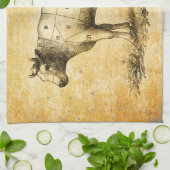 Vintages Rindfleischdiagramm mit nummerierten Teil Geschirrtuch (Gefaltet)