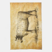 Vintages Rindfleischdiagramm mit nummerierten Teil Geschirrtuch (Vertikal)