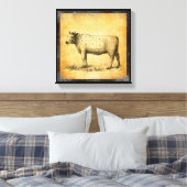 Vintages Rindfleischdiagramm mit nummerierten Teil Leinwanddruck (Insitu (Schlafzimmer))