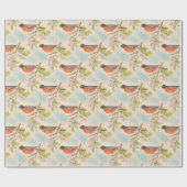 Vintages Robin-Zeichnen Geschenkpapier (Flach)