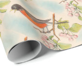 Vintages Robin-Zeichnen Geschenkpapier (Rolleneckpunkt)