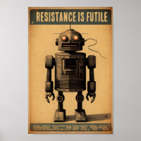 Vintages Roboterplakat - Widerstand ist nutzlos