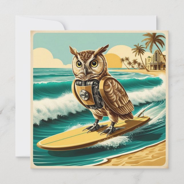 Vintages Roboteruhsurfen am Strand (Vorderseite)