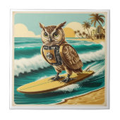 Vintages Roboteruhsurfen am Strand Fliese (Vorderseite)