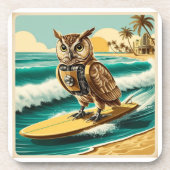 Vintages Roboteruhsurfen am Strand Getränkeuntersetzer (Vorderseite)