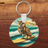Vintages Roboteruhsurfen am Strand Schlüsselanhänger (Vorderseite)