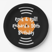 Vintages Rock & Roll Thema Geburtstagsfeier Pappteller (Vorderseite)