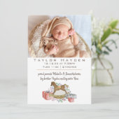 Vintages Rocking Horse Foto Geburtsankündigung Ankündigung (Stehend Vorderseite)