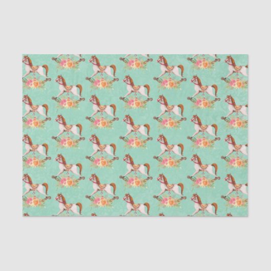 Vintages Rockpferd mit Blumenmuster Seidenpapier (Vorderseite)