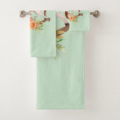 Vintages Rockpferd mit Blumenstrauß Badhandtuch Set (Insitu)