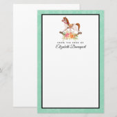 Vintages Rockpferd mit Blumenstrauß Briefpapier (Vorne/Hinten)