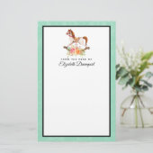 Vintages Rockpferd mit Blumenstrauß Briefpapier (Stehend Vorderseite)