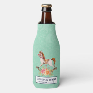 Vintages Rockpferd mit Blumenstrauß Geburtstag Flaschenkühler