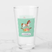 Vintages Rockpferd mit Blumenstrauß Glas (Rückseite)