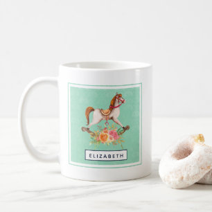 Vintages Rockpferd mit Blumenstrauß Kaffeetasse
